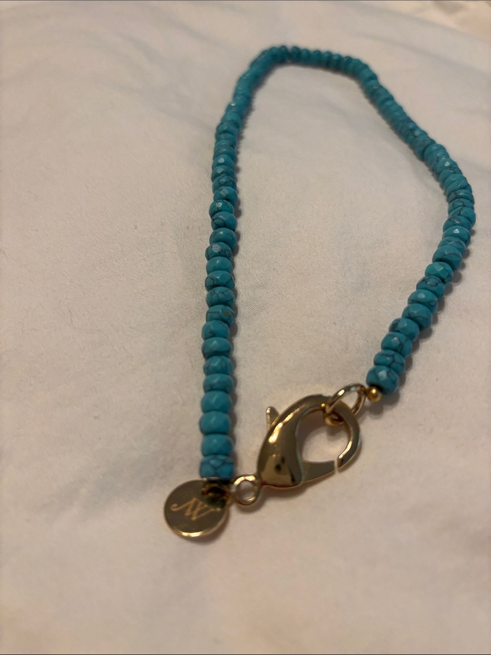 Turquoise Beaded Necklace with Gold Accents - Picture 4 of 4